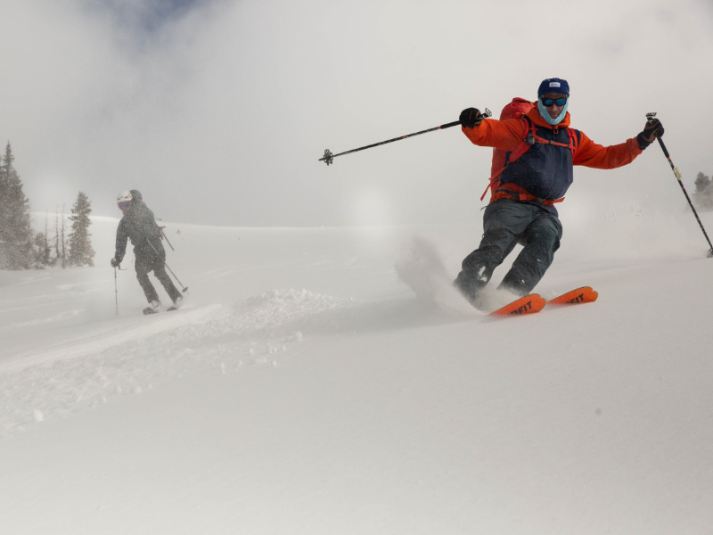 A skier sliding 